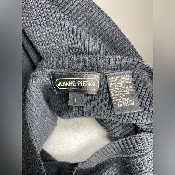 Large JEANNE PIERRE Black Cotton Long Sleeve Ribbed Sweater - Picture 5 of 5